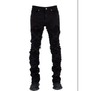 Focus Black Stacked Skinny Flare Double stacked 30 x 38 Jeans